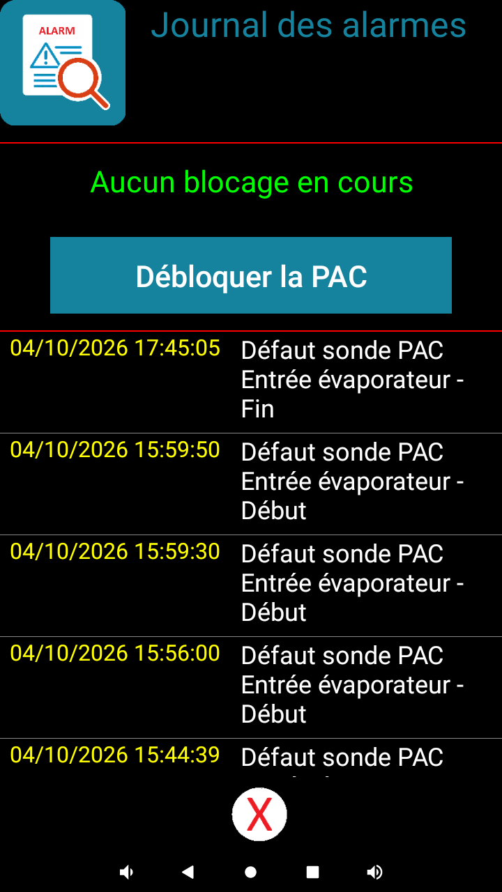 Alarm log